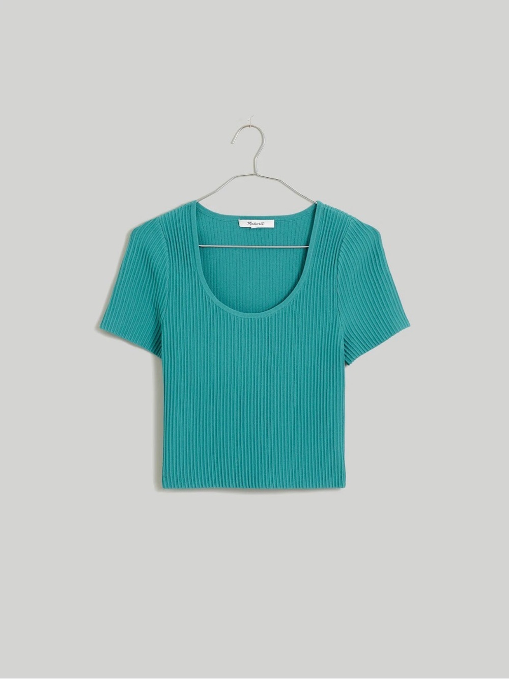 Madewell Teal Ottoman Crop Sweater Tee